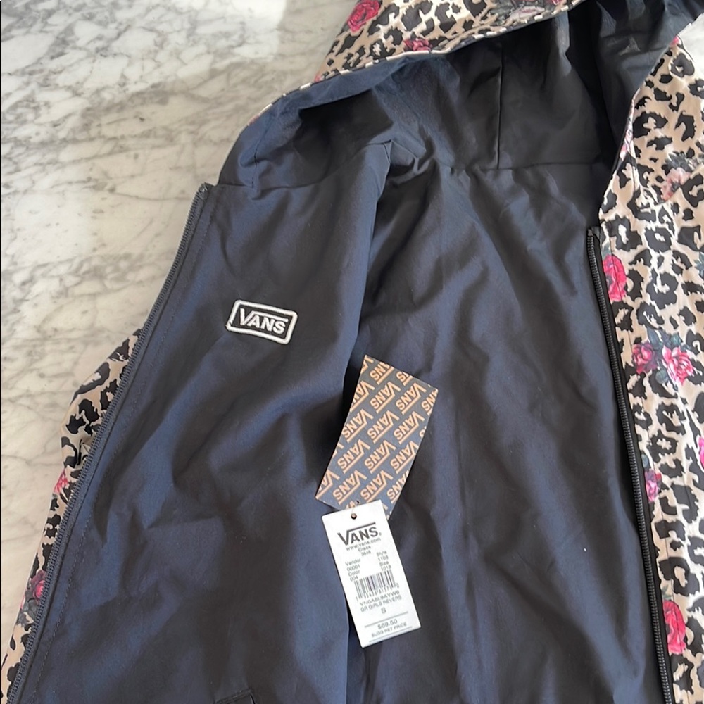 VANS Leopard Print Hooded Jacket with Pink Roses